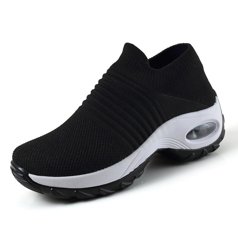 Women's Air-Cushioned Sole Sock-Like Knit Orthopedic Sneakers