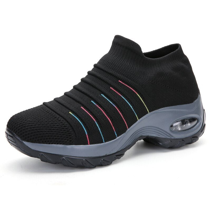 Women's Air-Cushioned Sole Sock-Like Knit Orthopedic Sneakers
