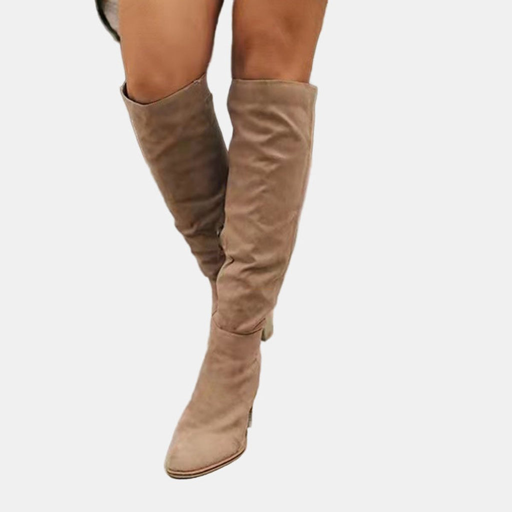 Women's Stretch Thigh-High Block Heel Boots