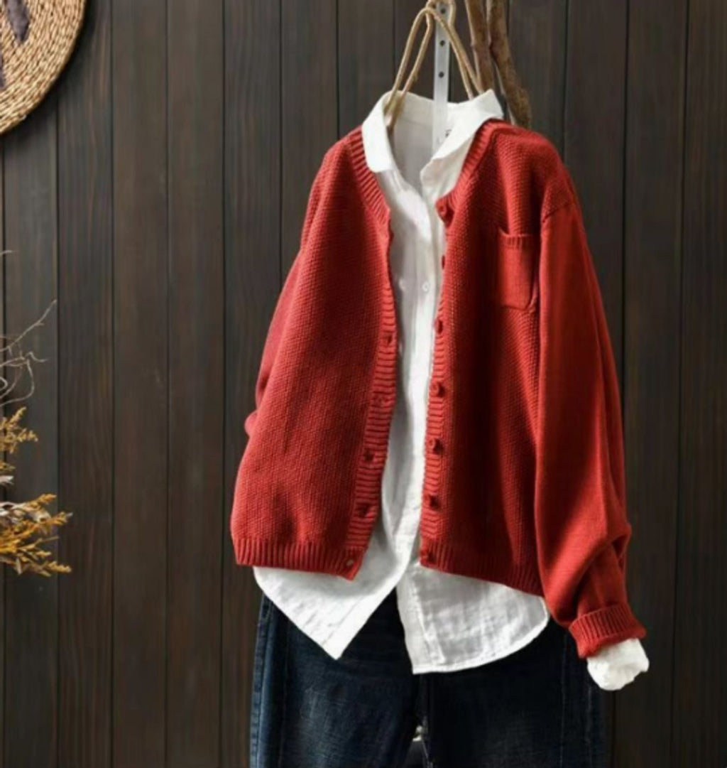 Women's Button-Up Oversized Knit Cardigan for Layering