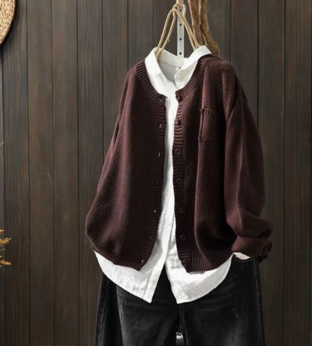 Women's Button-Up Oversized Knit Cardigan for Layering