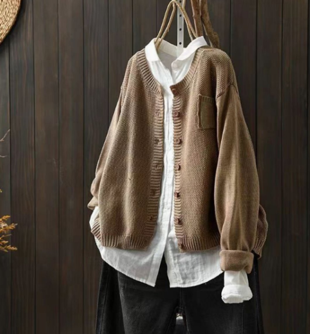 Women's Button-Up Oversized Knit Cardigan for Layering