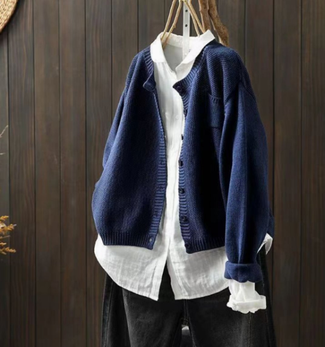 Women's Button-Up Oversized Knit Cardigan for Layering