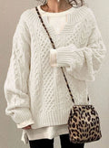 Women's Cable Knit Pullover with Layered V-Neck Look