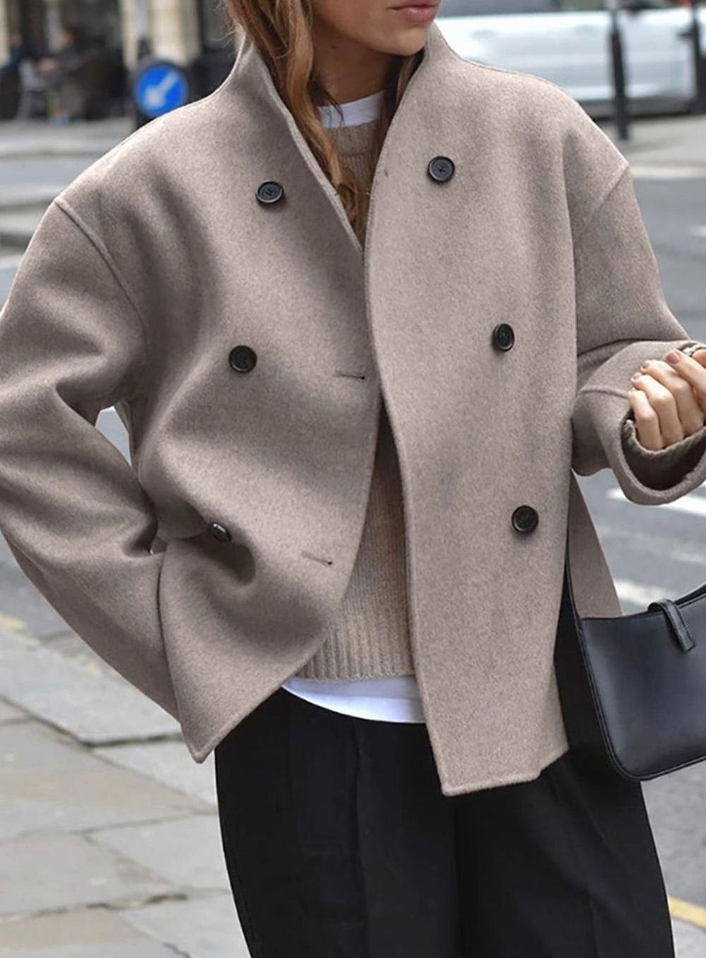 Women's Hip-Length Oversized Double Breasted Topcoat