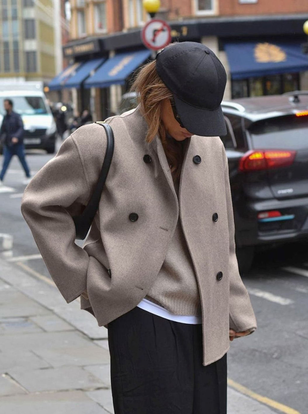 Women's Hip-Length Oversized Double Breasted Topcoat