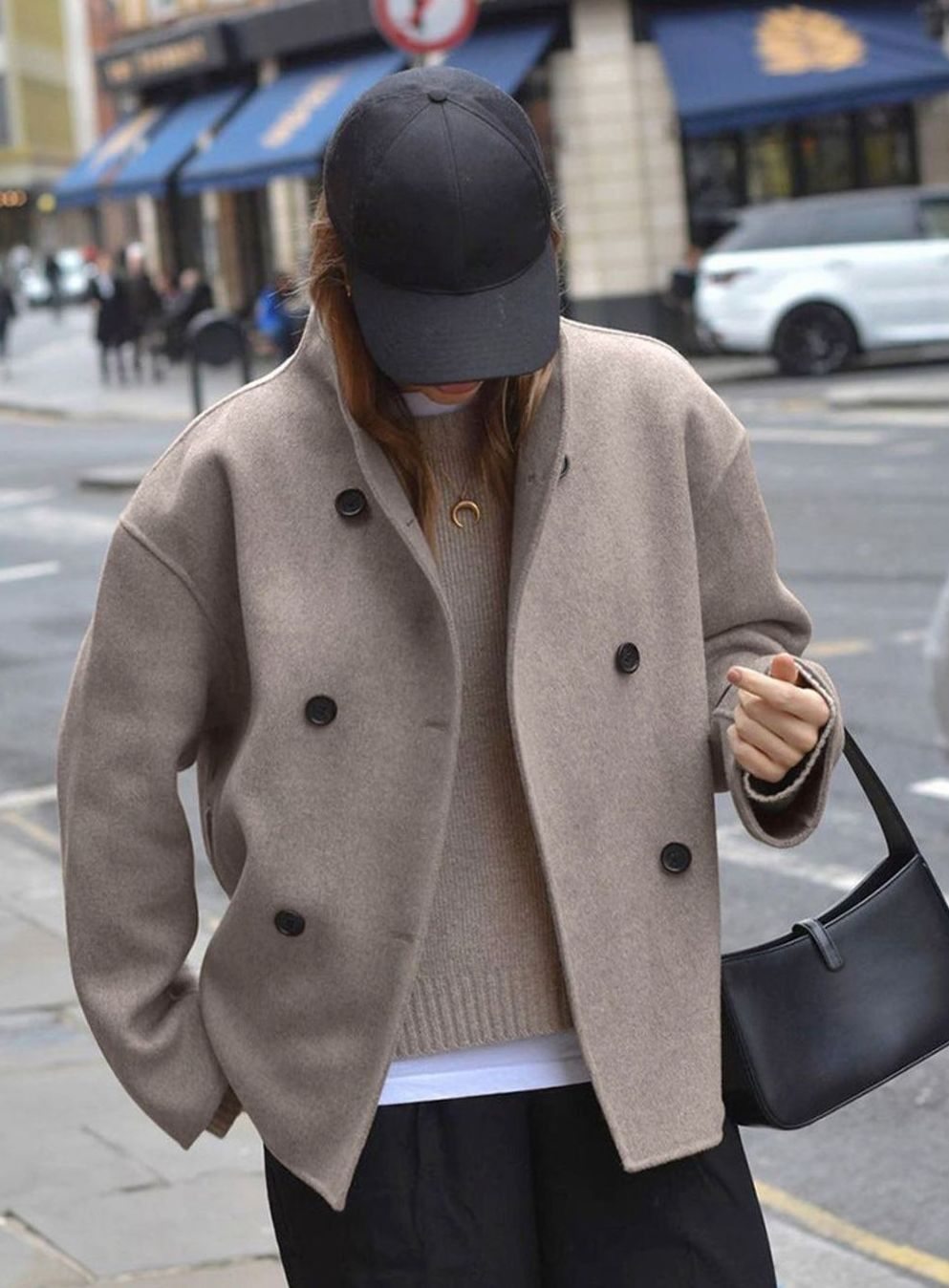 Women's Hip-Length Oversized Double Breasted Topcoat
