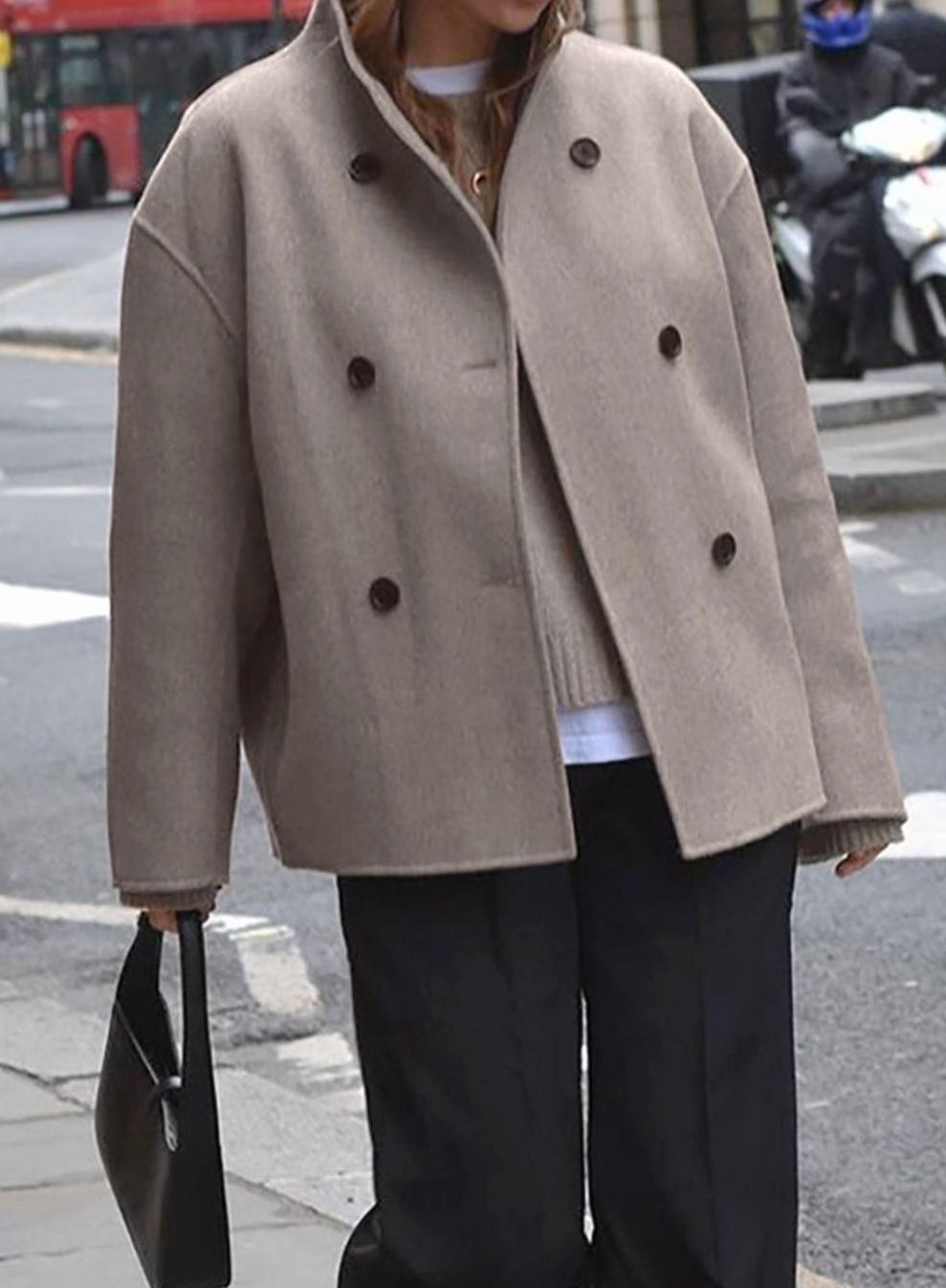 Women's Hip-Length Oversized Double Breasted Topcoat