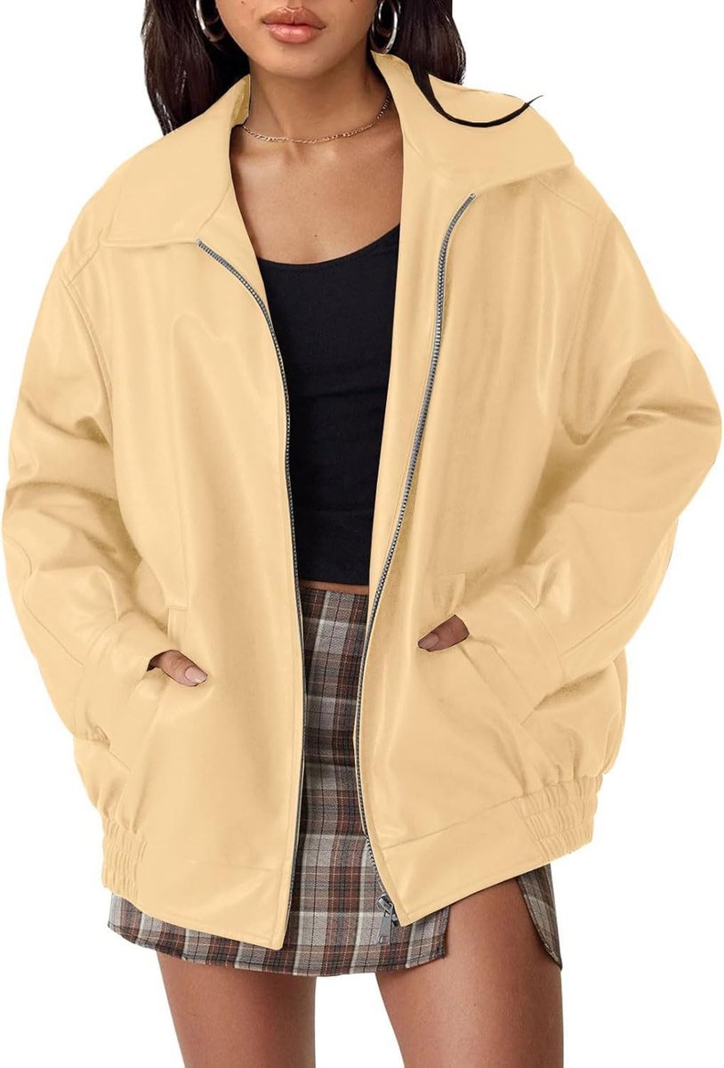 Women's Roomy Vegan Leather Bomber Coat