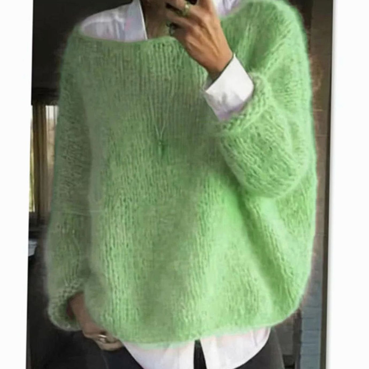 Women's Long Sleeve Fuzzy Oversized Knit Sweater