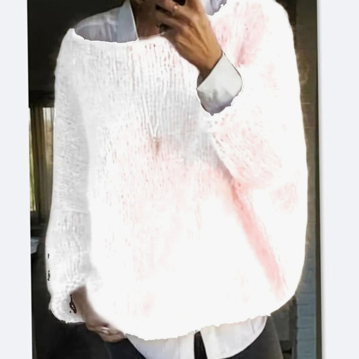 Women's Long Sleeve Fuzzy Oversized Knit Sweater