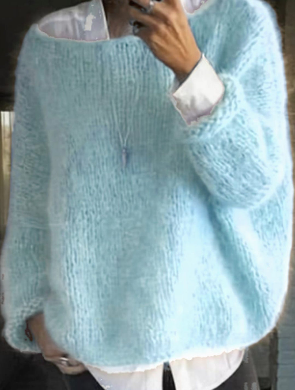 Women's Long Sleeve Fuzzy Oversized Knit Sweater