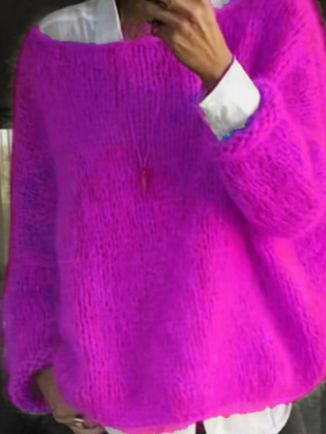 Women's Long Sleeve Fuzzy Oversized Knit Sweater