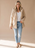 Women's Big Hood Teddy Fleece Zip Coat