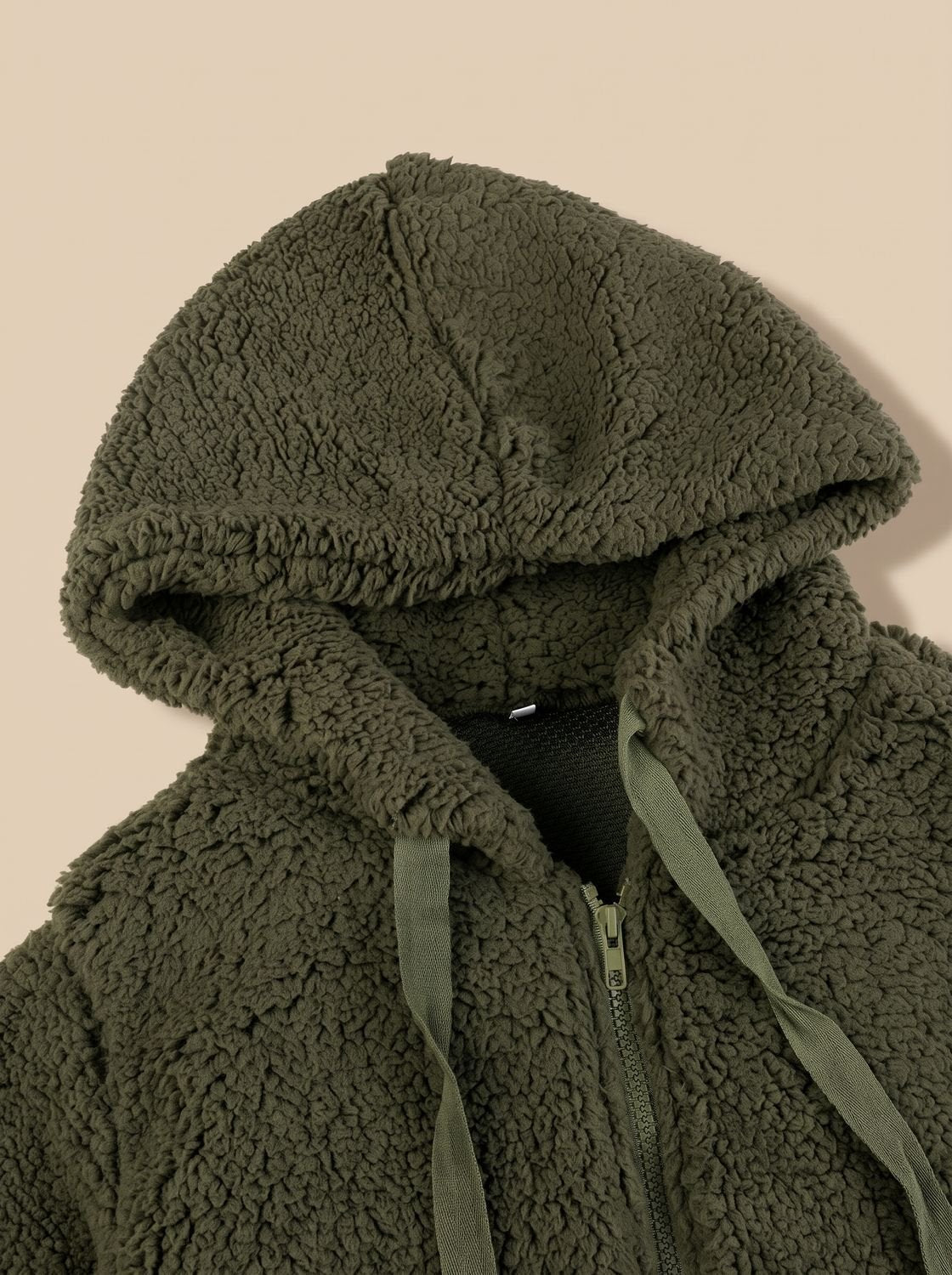 Women's Big Hood Teddy Fleece Zip Coat