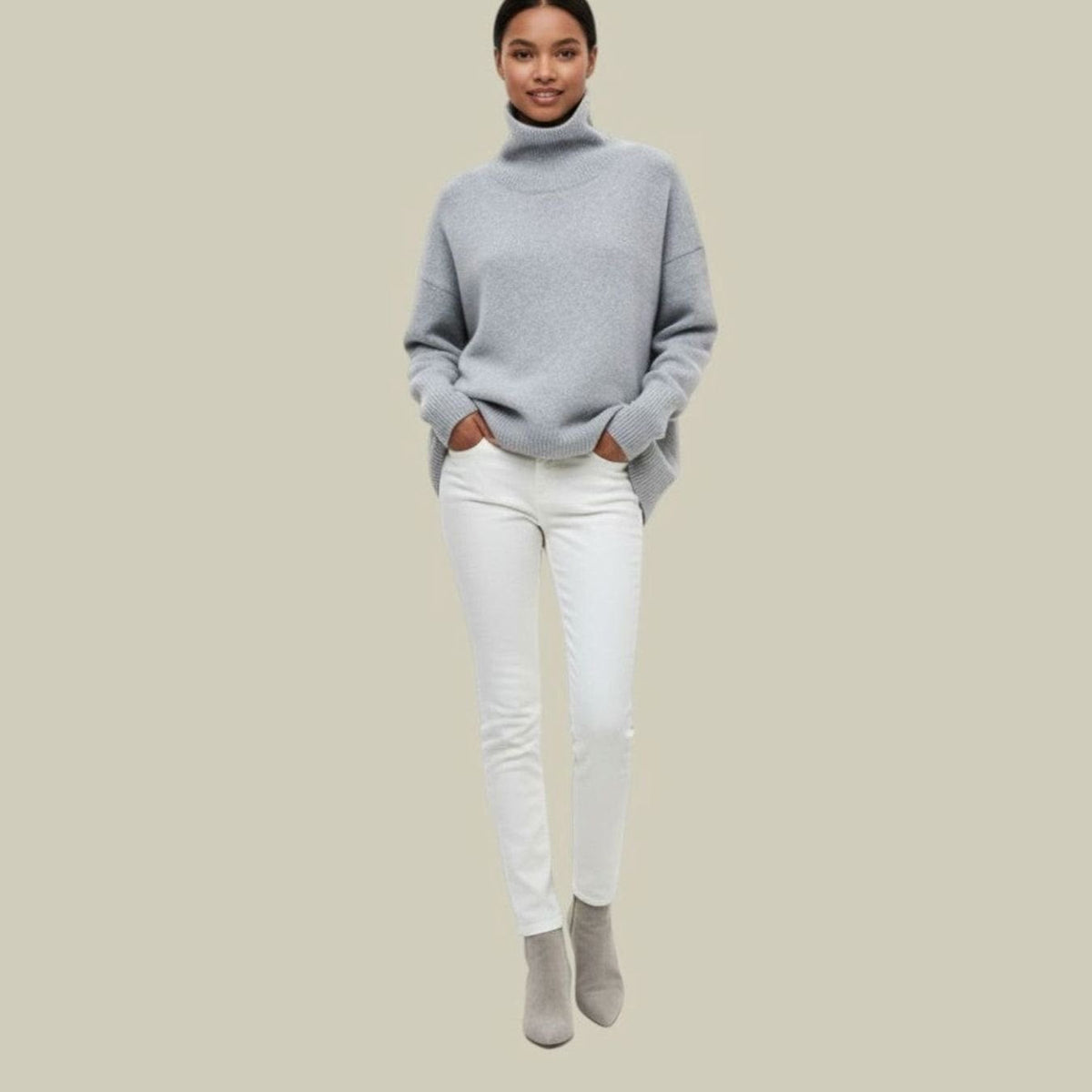 Women's Chunky Ribbed Turtleneck Knit Sweater Oversized