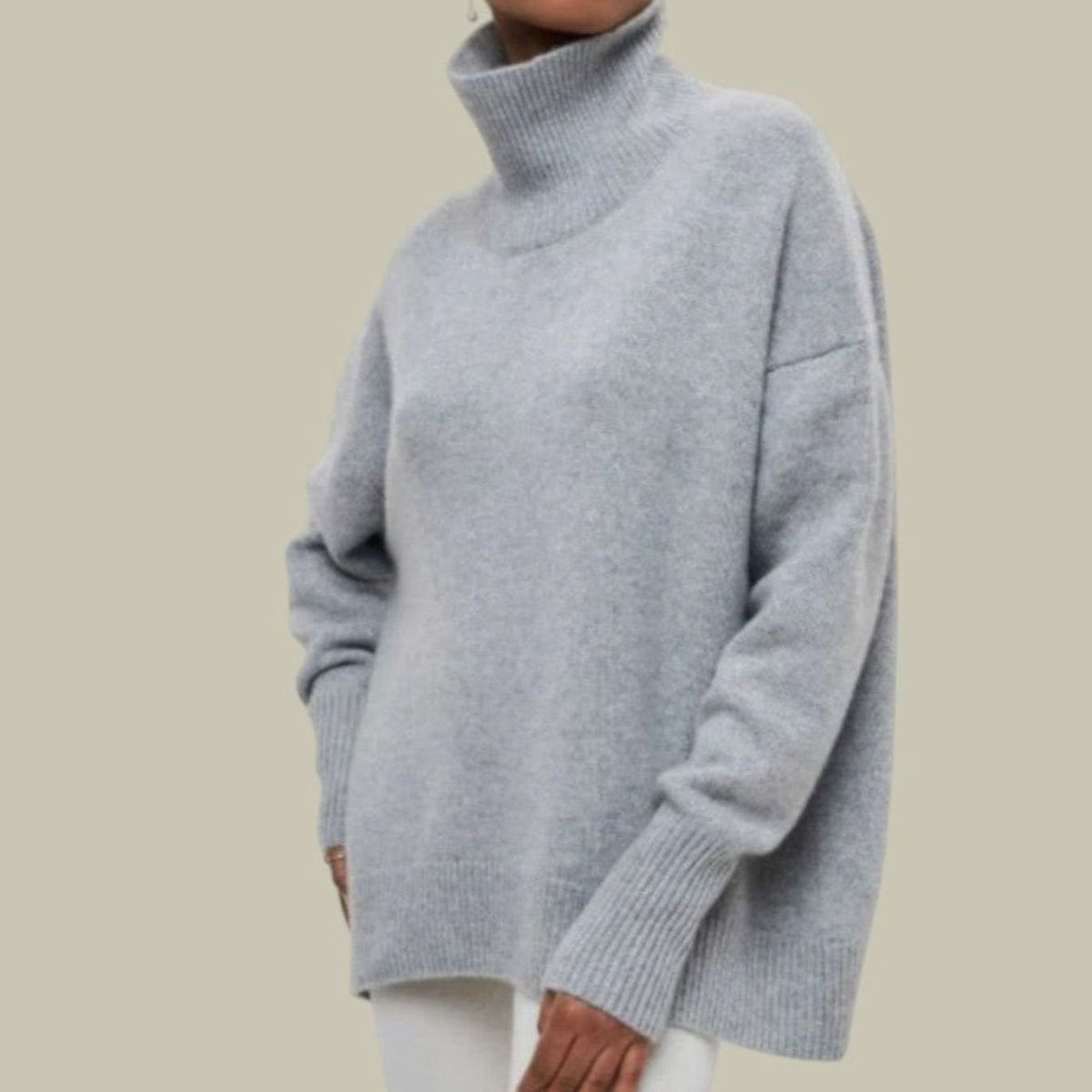 Women's Chunky Ribbed Turtleneck Knit Sweater Oversized