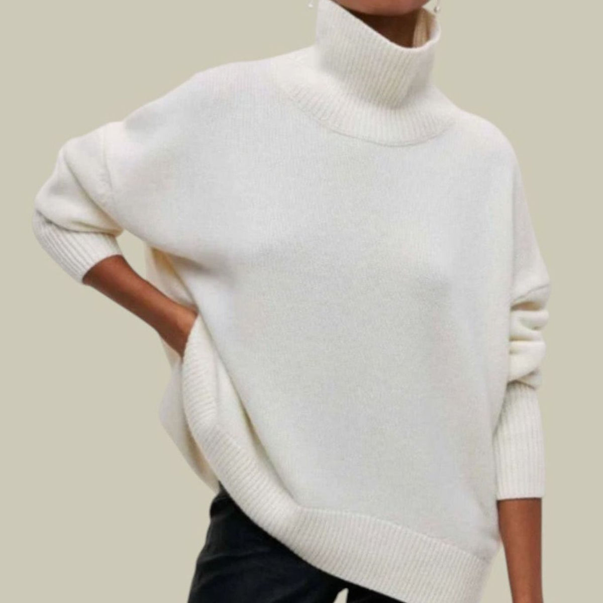 Women's Chunky Ribbed Turtleneck Knit Sweater Oversized