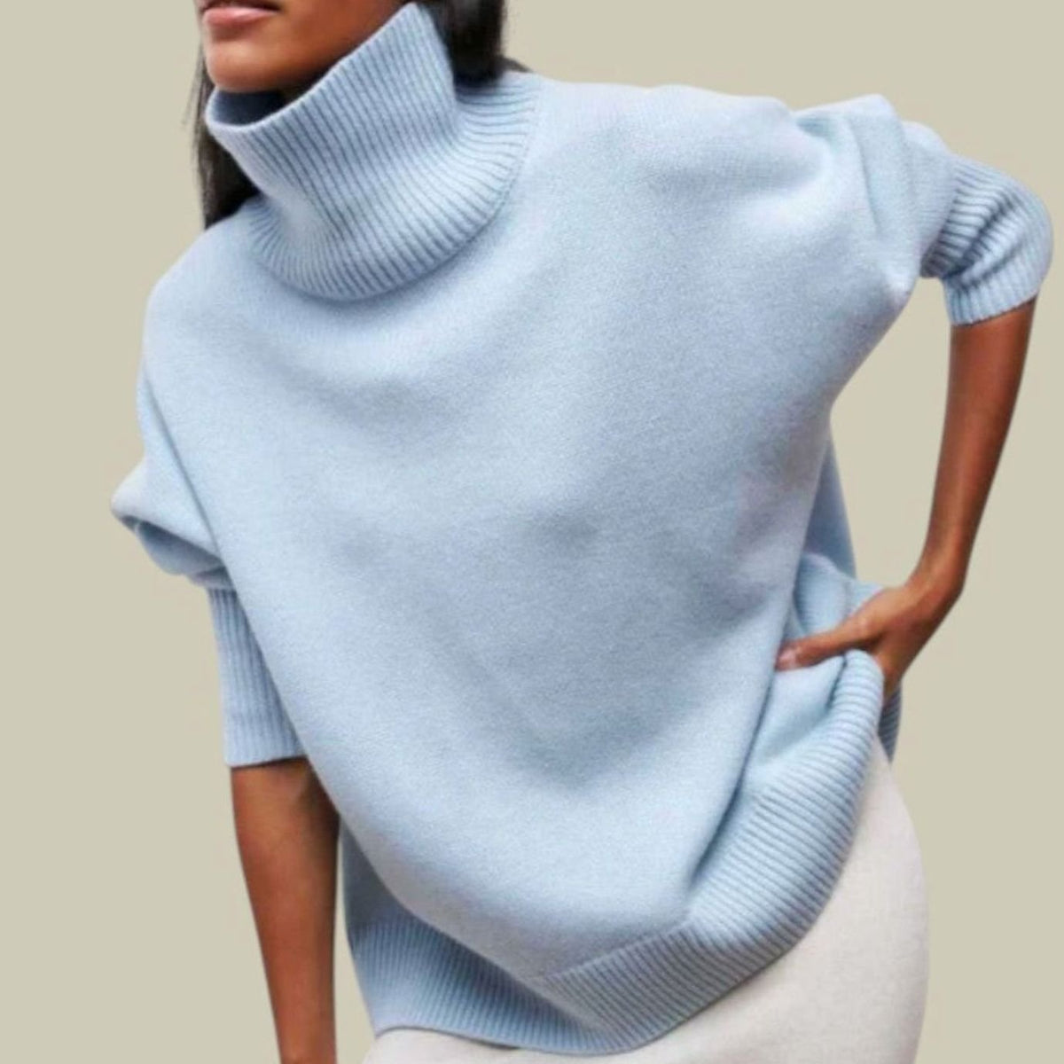 Women's Chunky Ribbed Turtleneck Knit Sweater Oversized