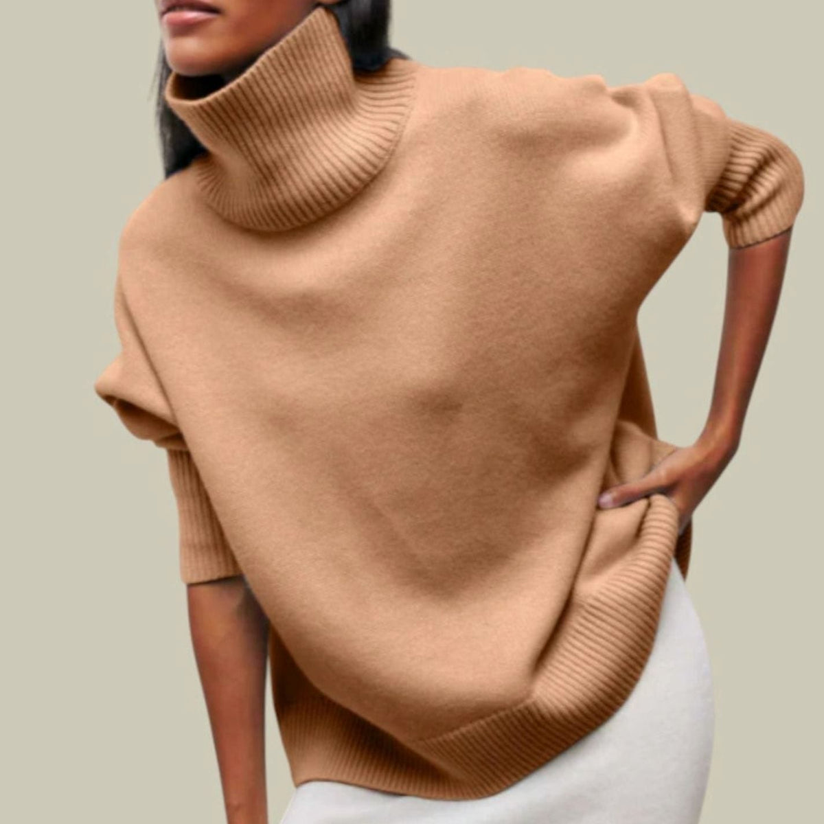 Women's Chunky Ribbed Turtleneck Knit Sweater Oversized