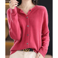 Women's Oversized Button-Up Merino Wool Knit Cardigan