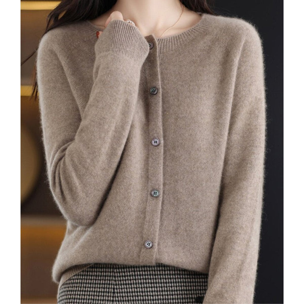 Women's Oversized Button-Up Merino Wool Knit Cardigan