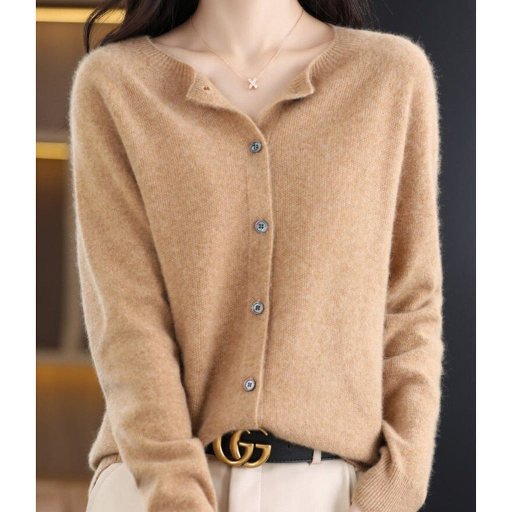 Women's Oversized Button-Up Merino Wool Knit Cardigan