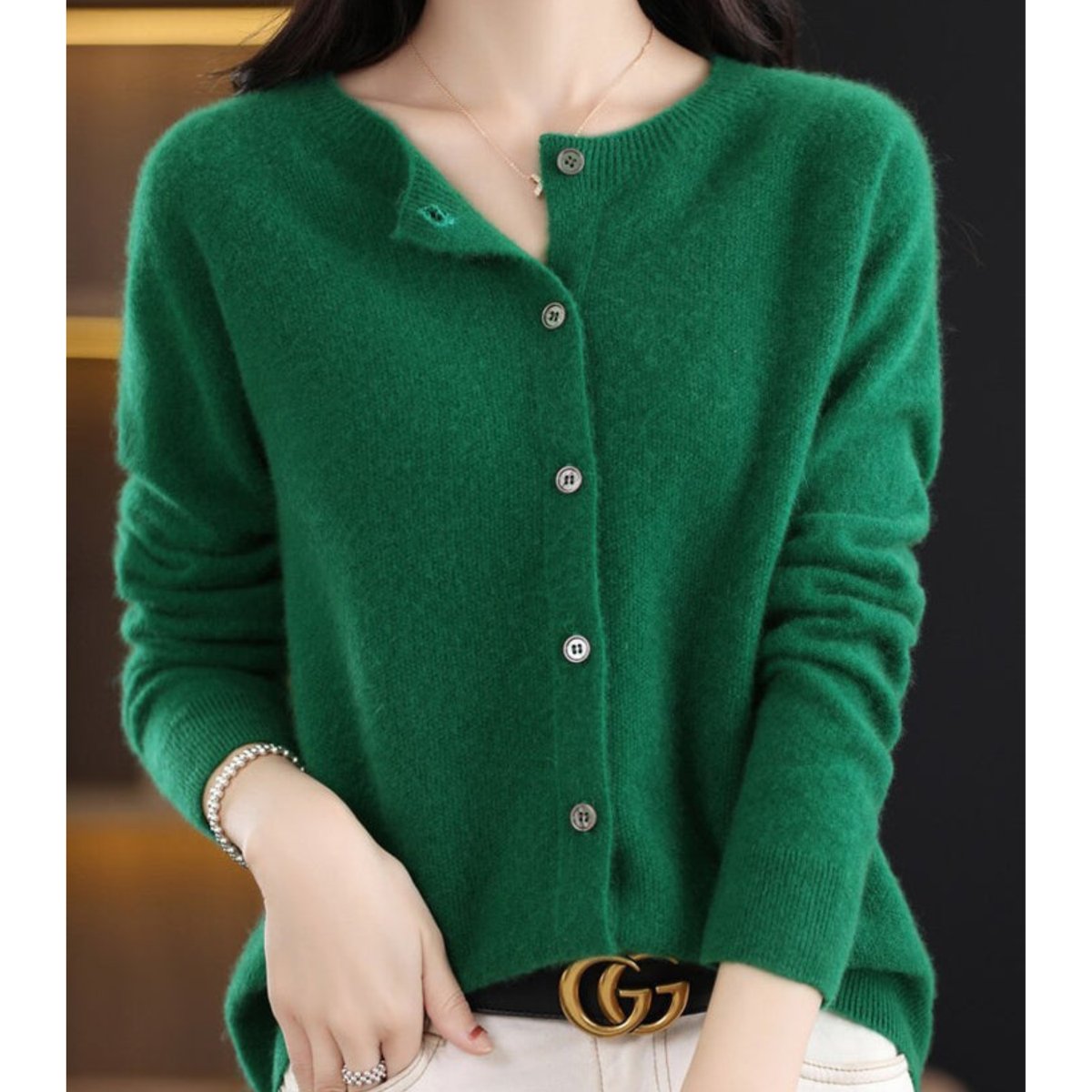 Women's Oversized Button-Up Merino Wool Knit Cardigan