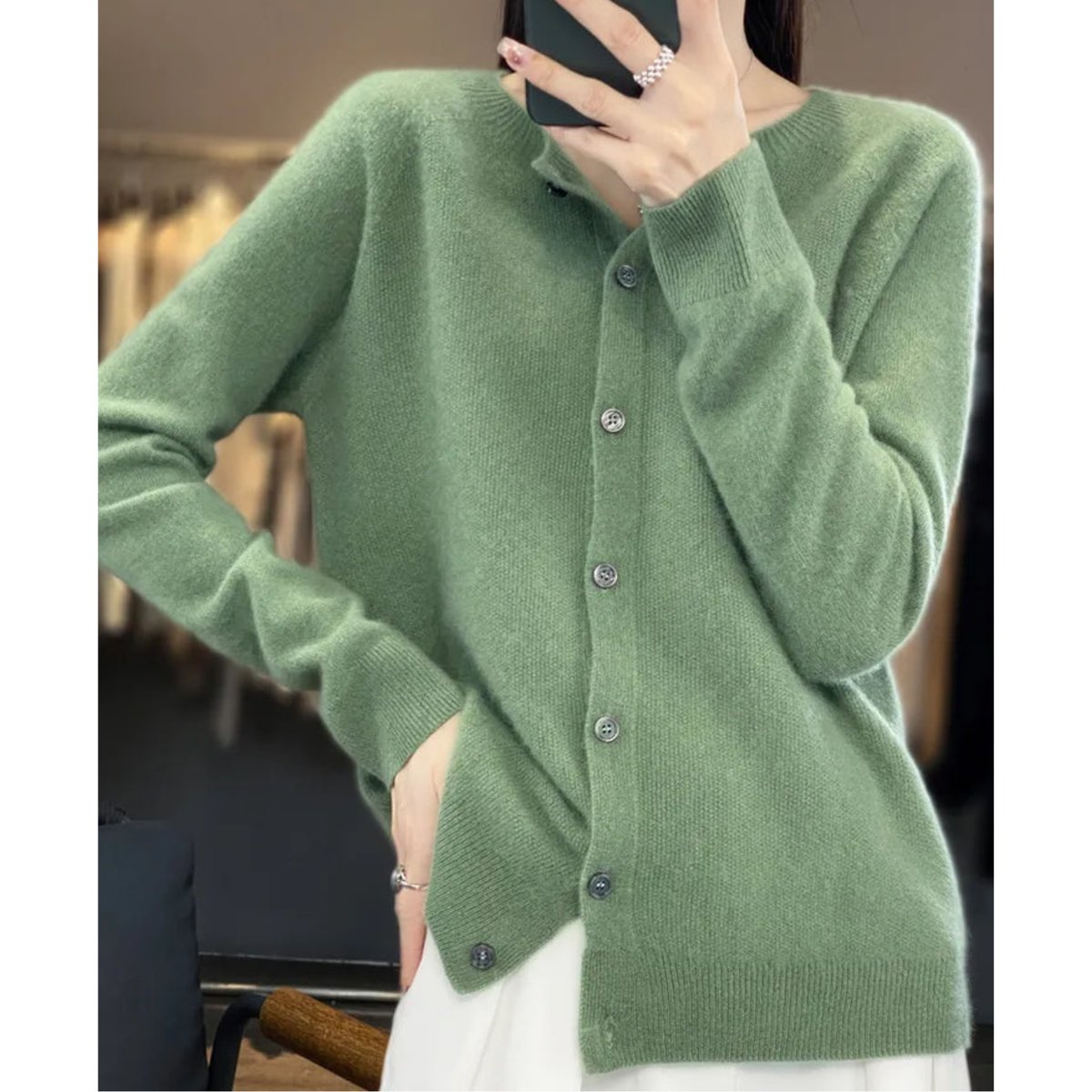 Women's Oversized Button-Up Merino Wool Knit Cardigan