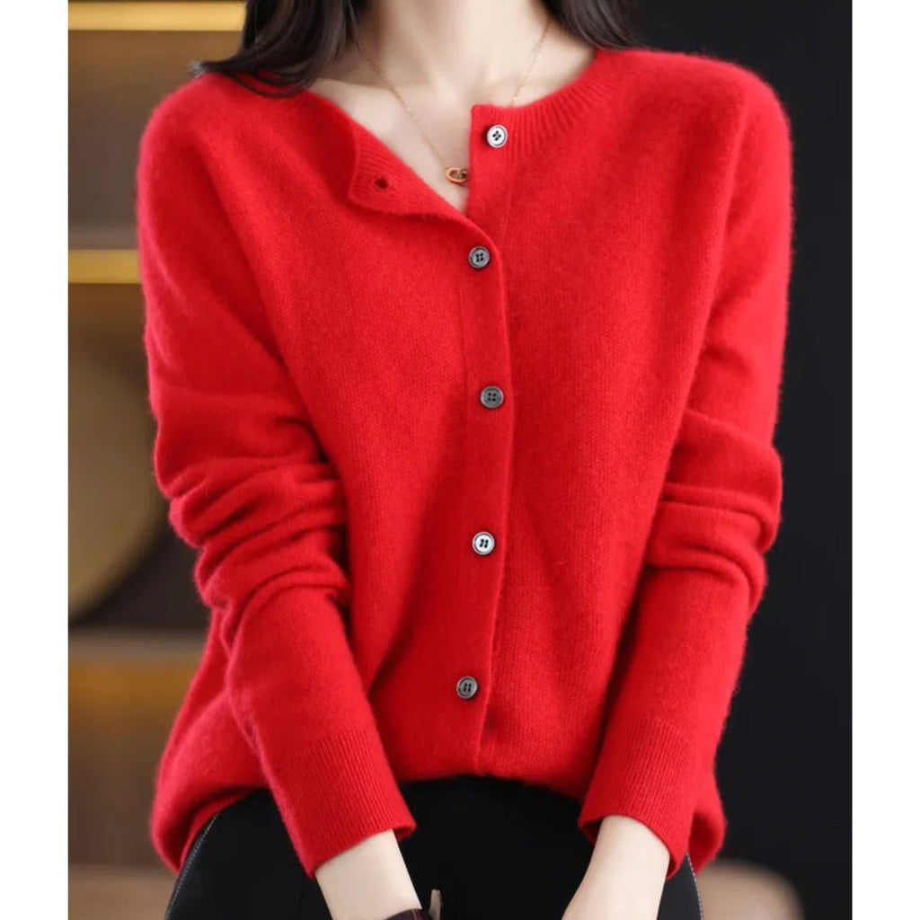 Women's Oversized Button-Up Merino Wool Knit Cardigan
