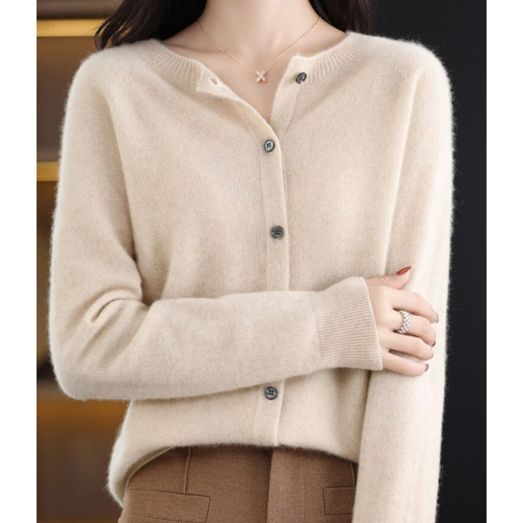 Women's Oversized Button-Up Merino Wool Knit Cardigan