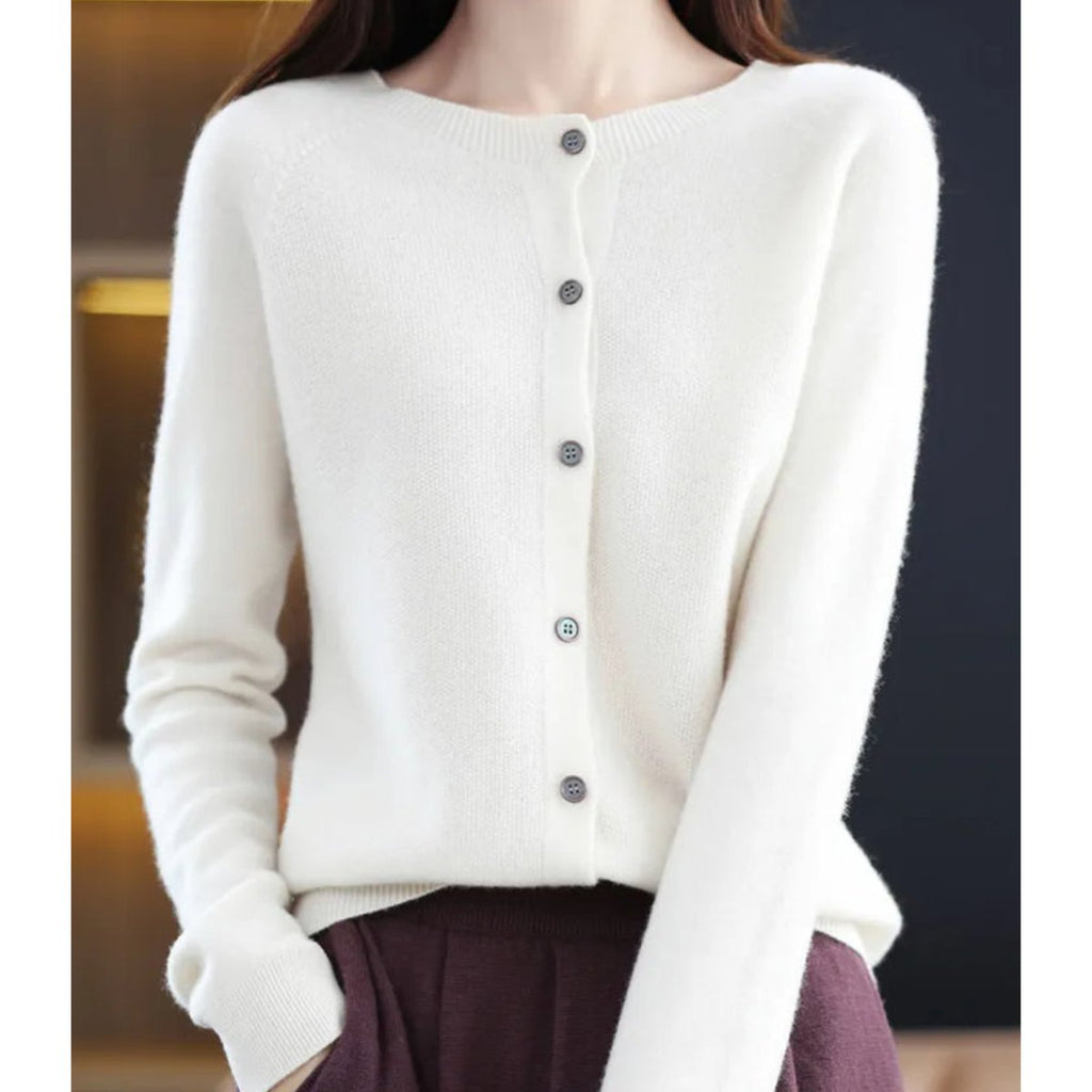 Women's Oversized Button-Up Merino Wool Knit Cardigan