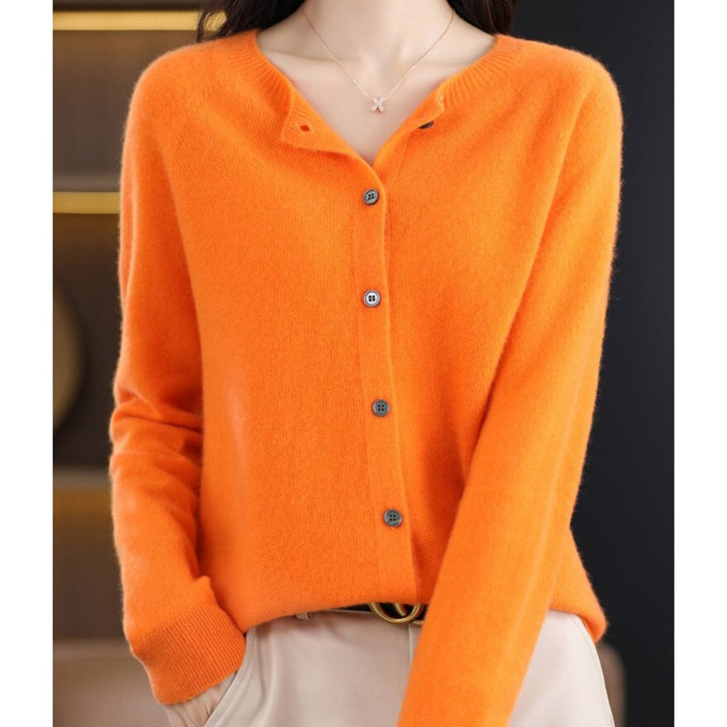 Women's Oversized Button-Up Merino Wool Knit Cardigan