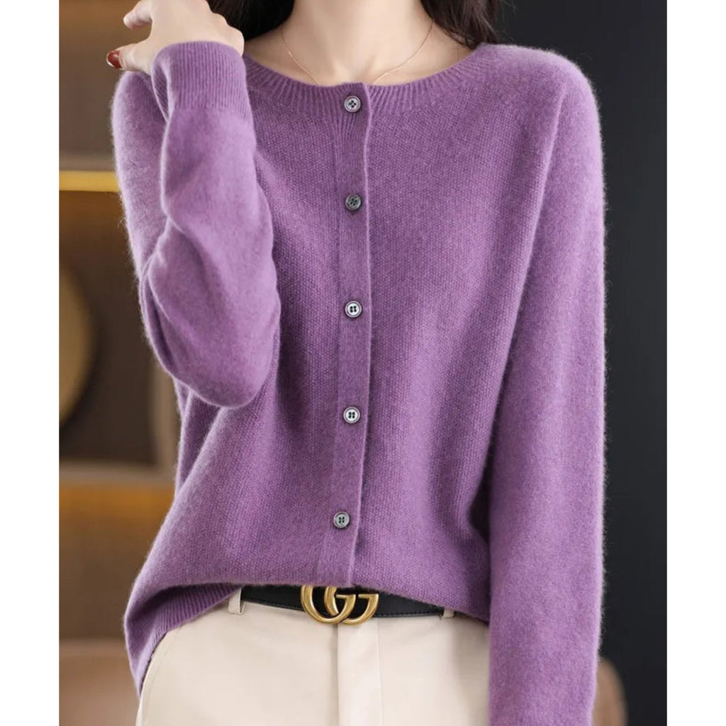 Women's Oversized Button-Up Merino Wool Knit Cardigan