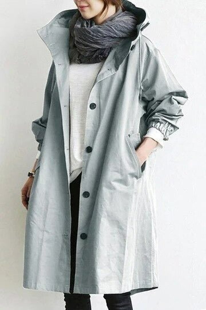 Women's Knee-Length Water-Resistant Stand Collar Trench Overcoat