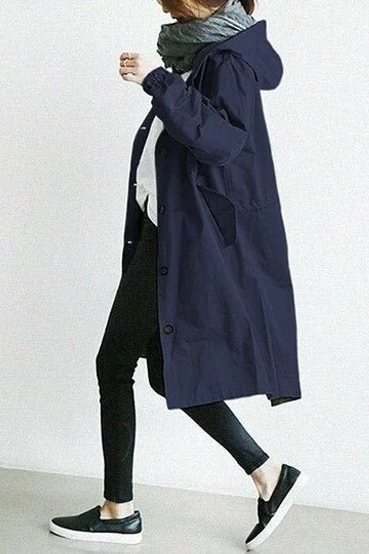 Women's Knee-Length Water-Resistant Stand Collar Trench Overcoat