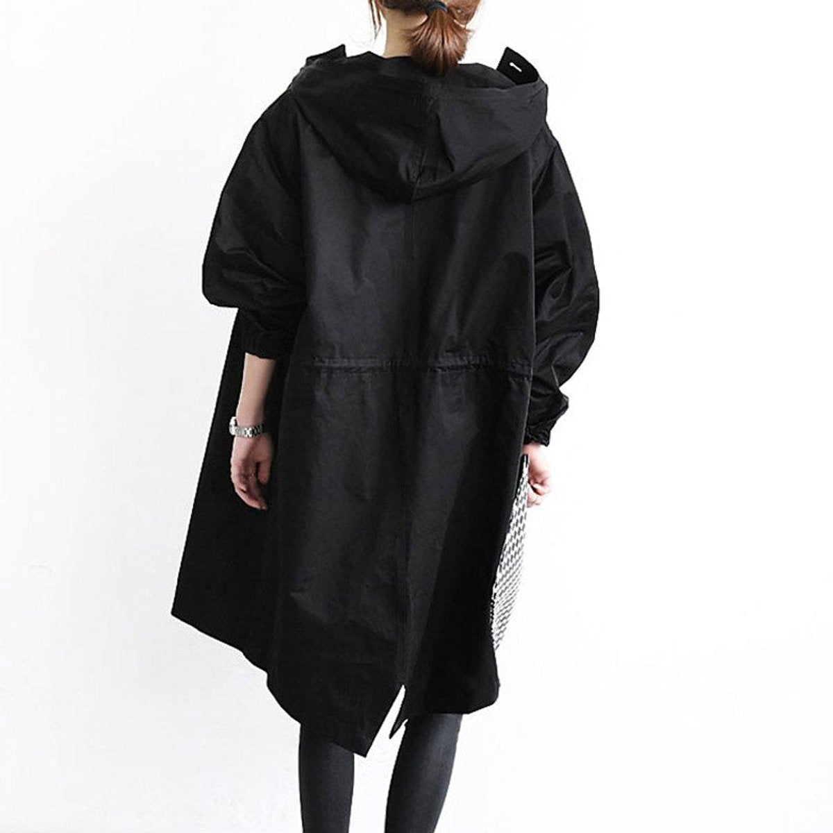 Women's Knee-Length Water-Resistant Stand Collar Trench Overcoat