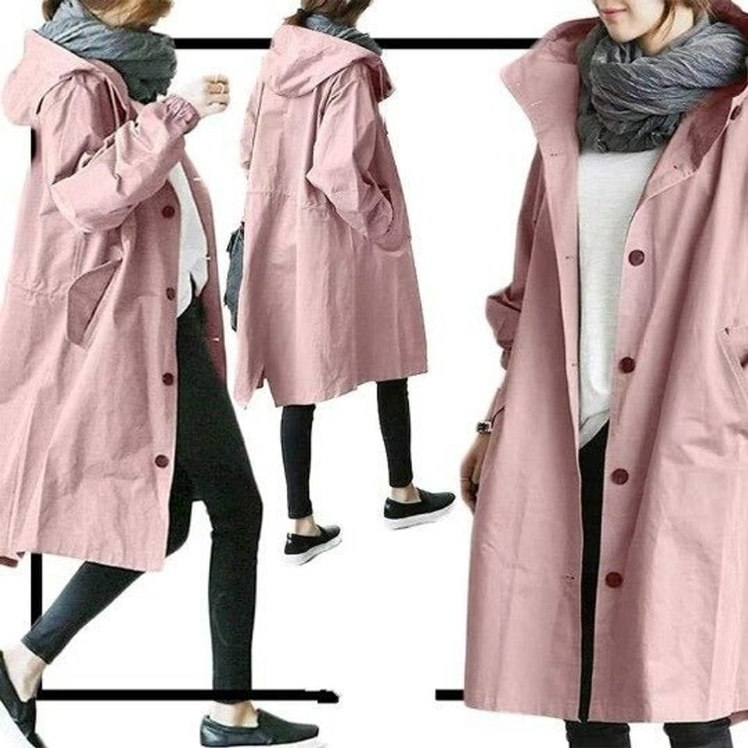 Women's Knee-Length Water-Resistant Stand Collar Trench Overcoat
