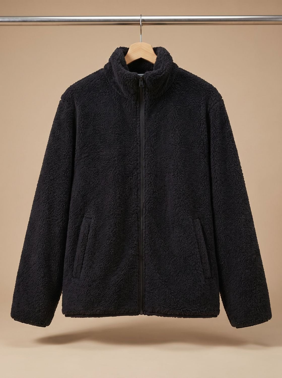 Women's High Collar Full-Zip Plush Fleece Coat