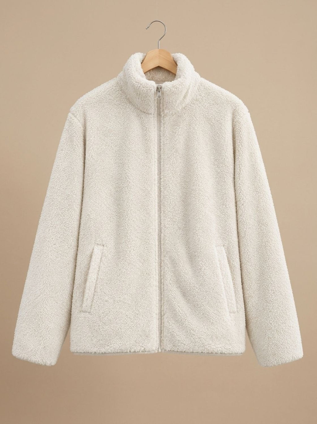 Women's High Collar Full-Zip Plush Fleece Coat