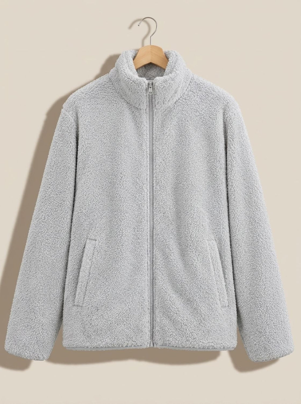 Women's High Collar Full-Zip Plush Fleece Coat