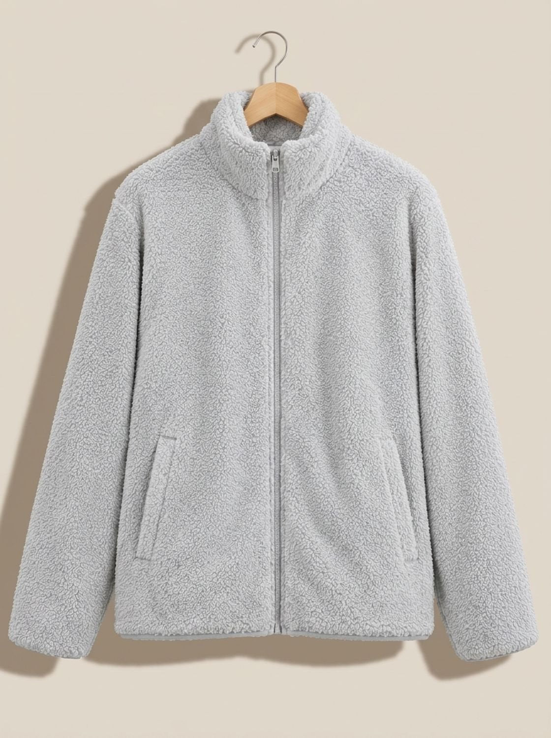Women's High Collar Full-Zip Plush Fleece Coat