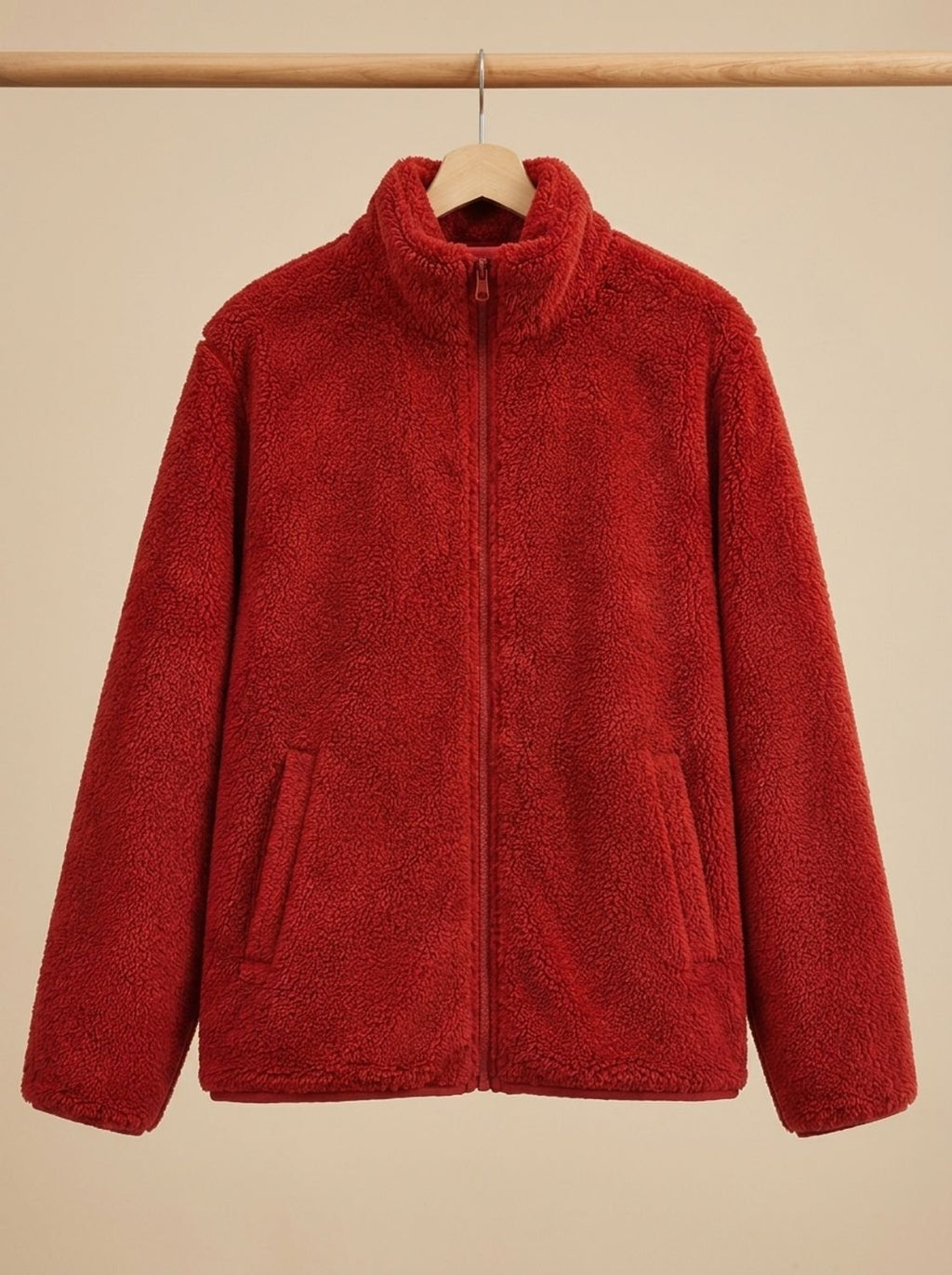 Women's High Collar Full-Zip Plush Fleece Coat