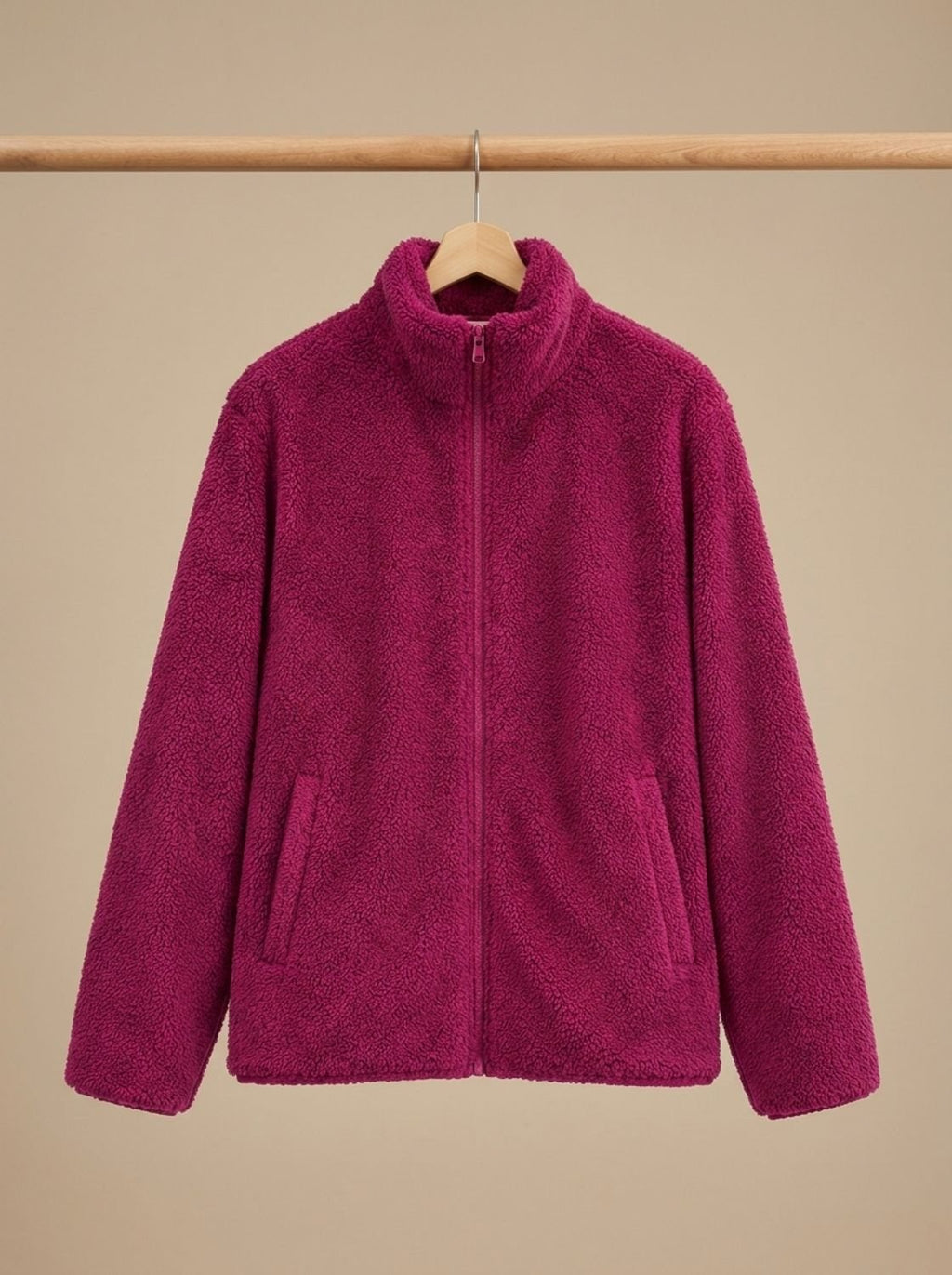 Women's High Collar Full-Zip Plush Fleece Coat