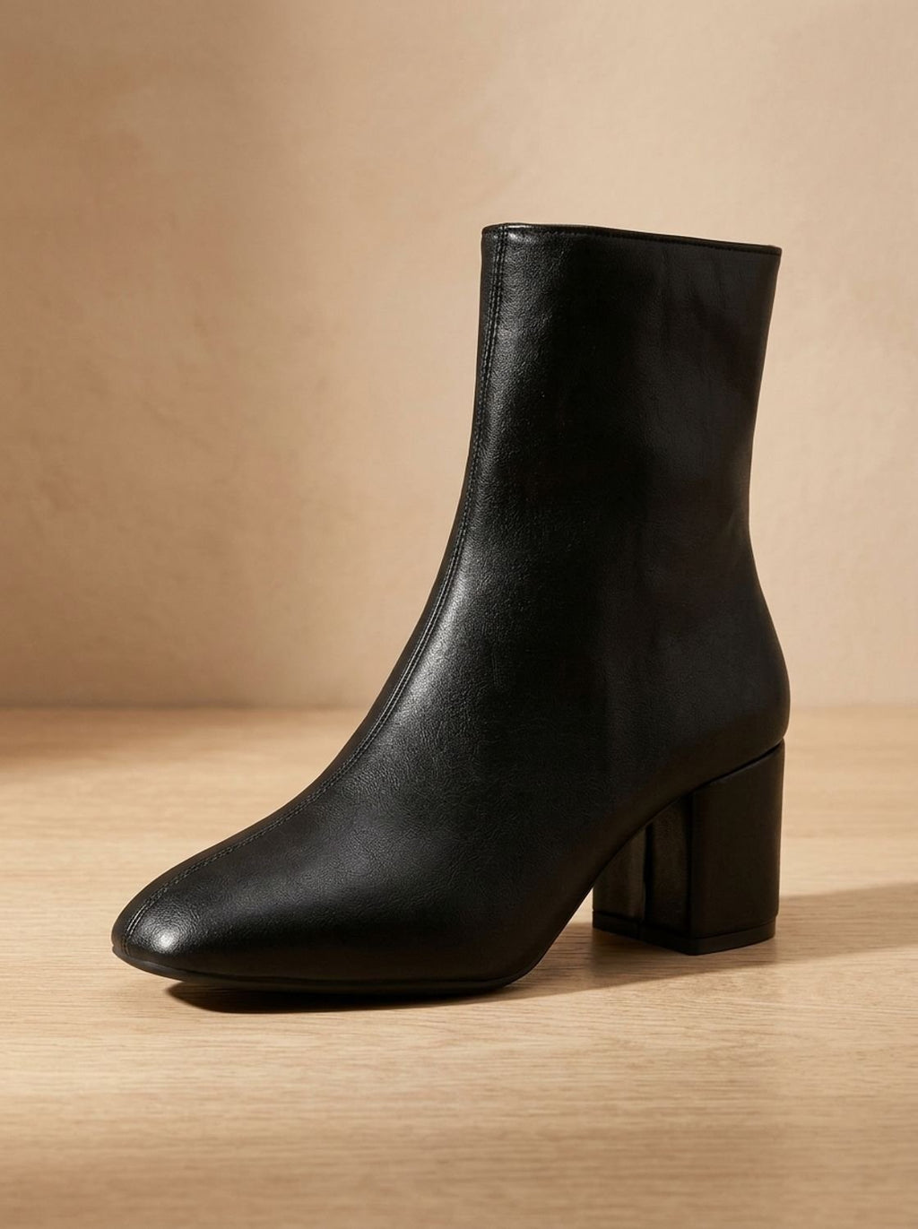 Women's Chunky Block Heel Pointed Toe Soft Faux Leather Booties