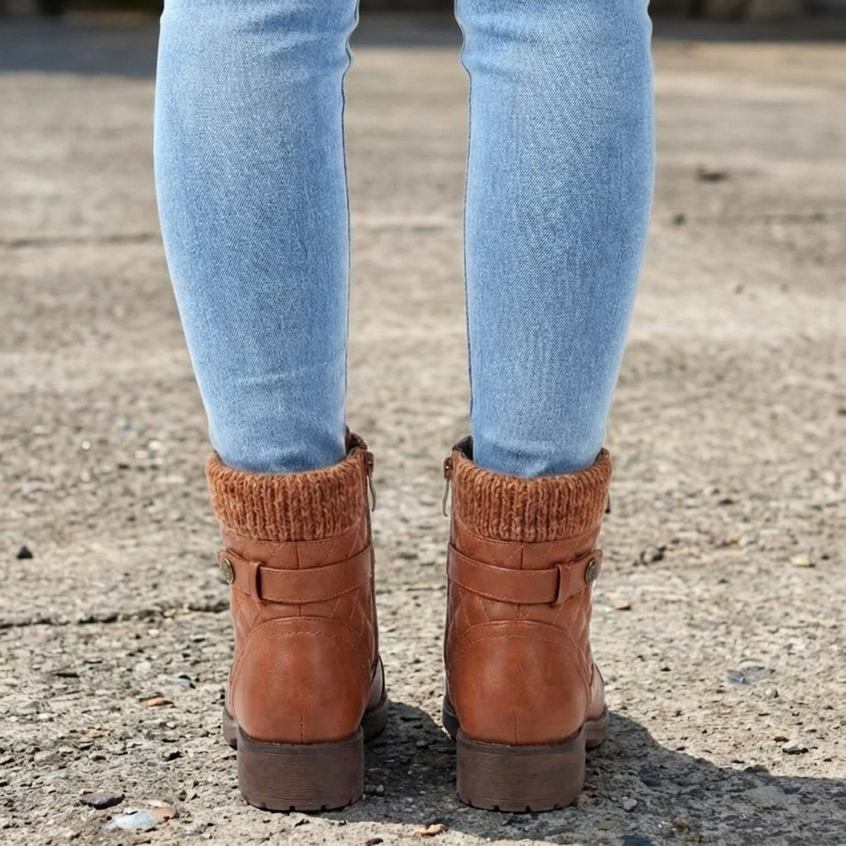 Women's Quilted Faux Leather Lace-Up Side Zip Booties