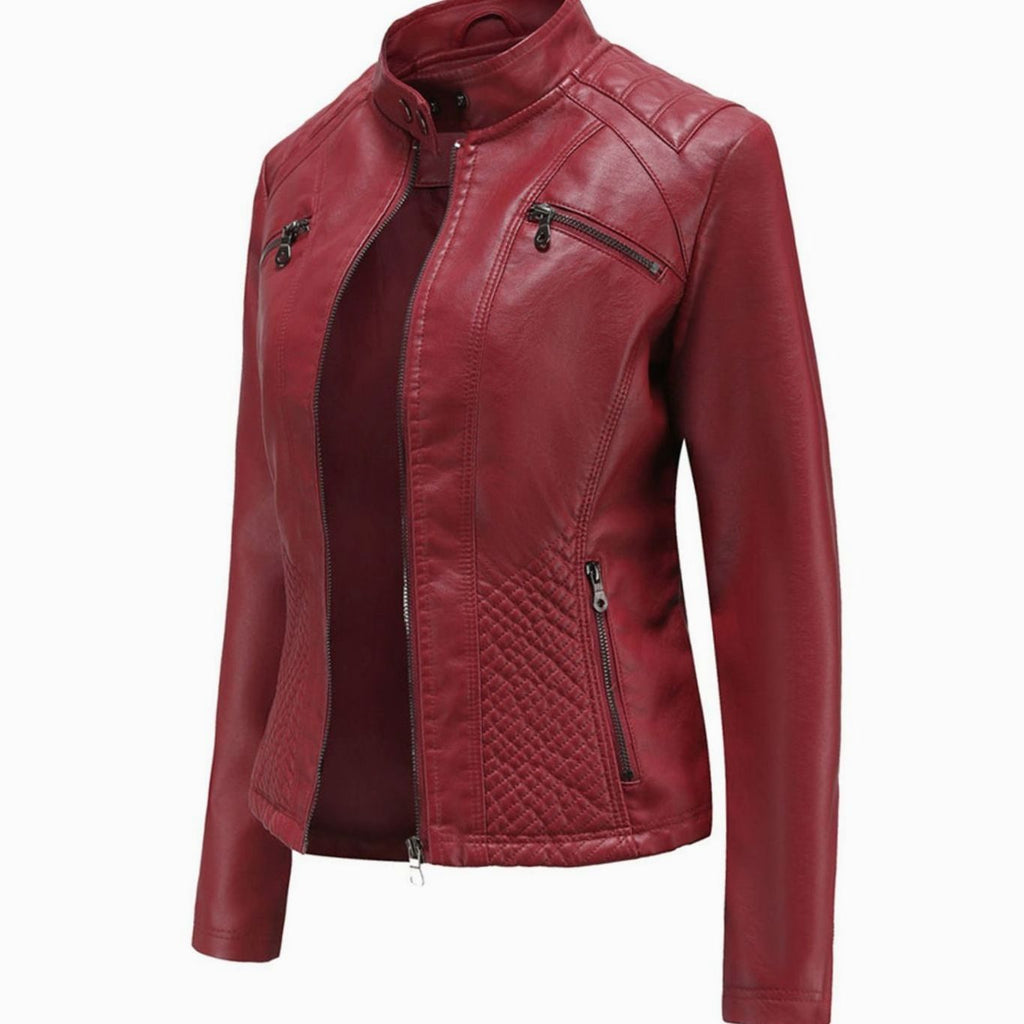 Women's Quilted Vegan Leather Moto Coat