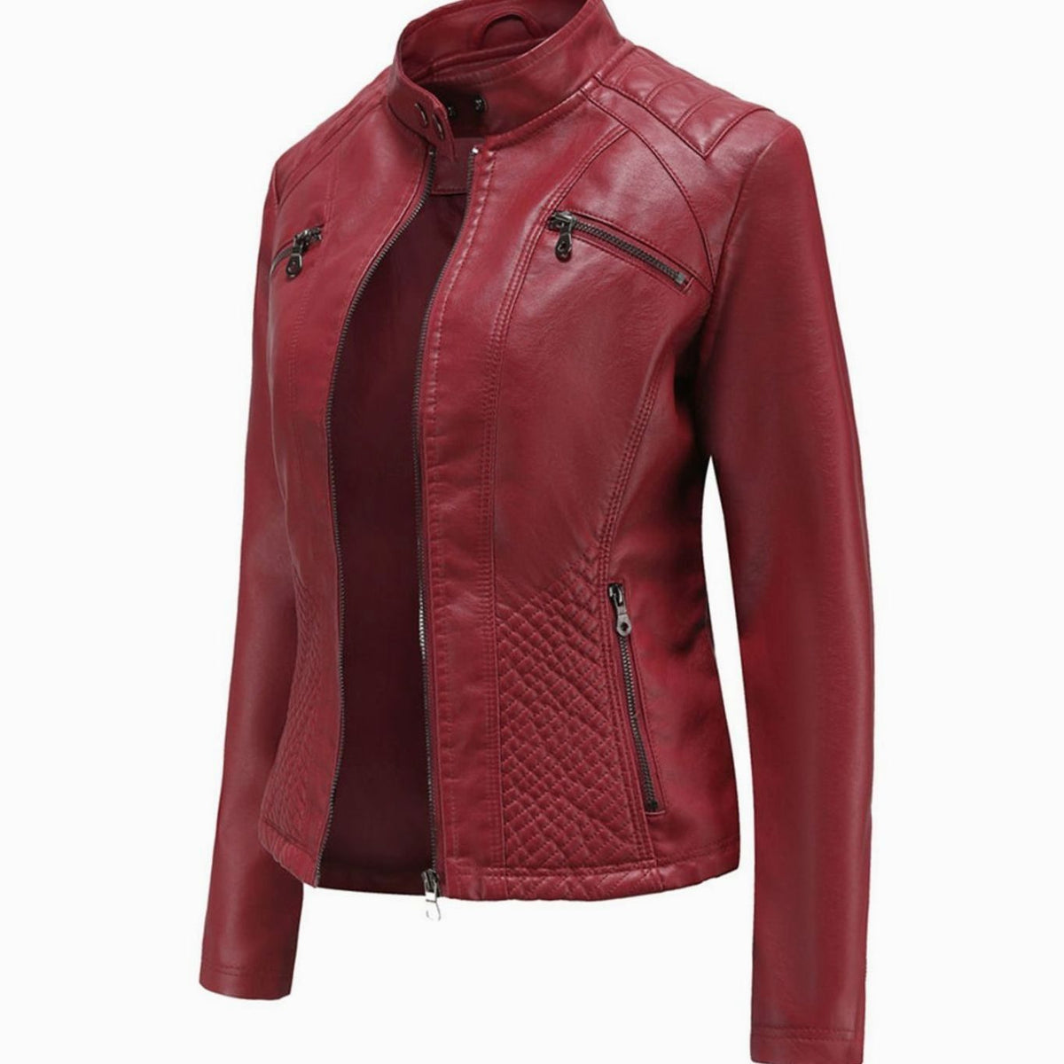 Women's Quilted Vegan Leather Moto Coat