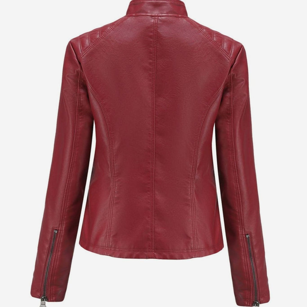 Women's Quilted Vegan Leather Moto Coat