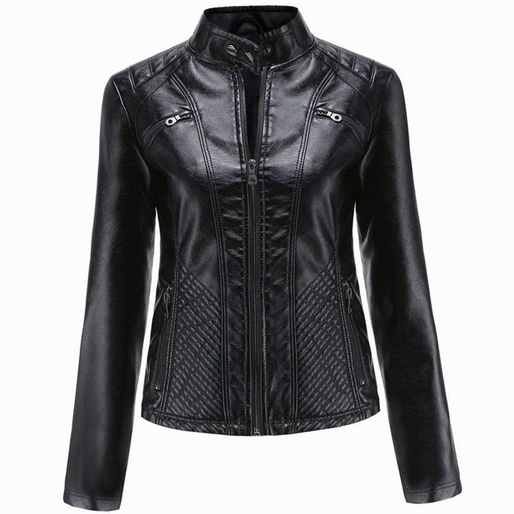 Women's Quilted Vegan Leather Moto Coat